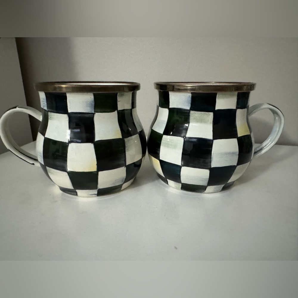 Macknzie Childs Courtly Check Mugs Set of 2
